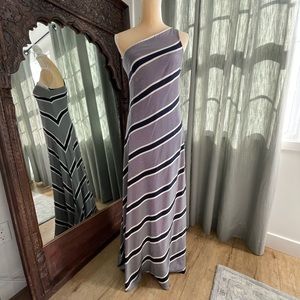 Ralph Lauren Navy and white One shoulder maxi dress